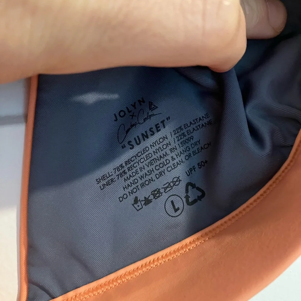 Jolyn Sunset Desert Flower Orange Bikini Top Y Back Braided